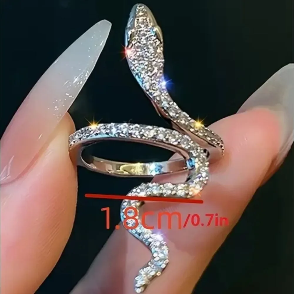 Ladies Elegant Silver Snake Ring